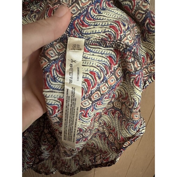 Anthropologie Colorfull Ruffle Elastic Tank Top Size XL Black Red Casual Relaxed - Picture 4 of 5